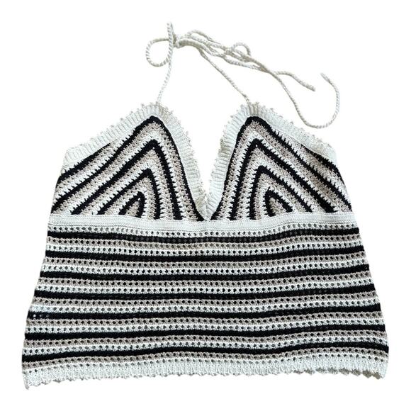 Marine Layer Mia Crochet Tank in Neutral Stripe Size XL - Picture 1 of 5